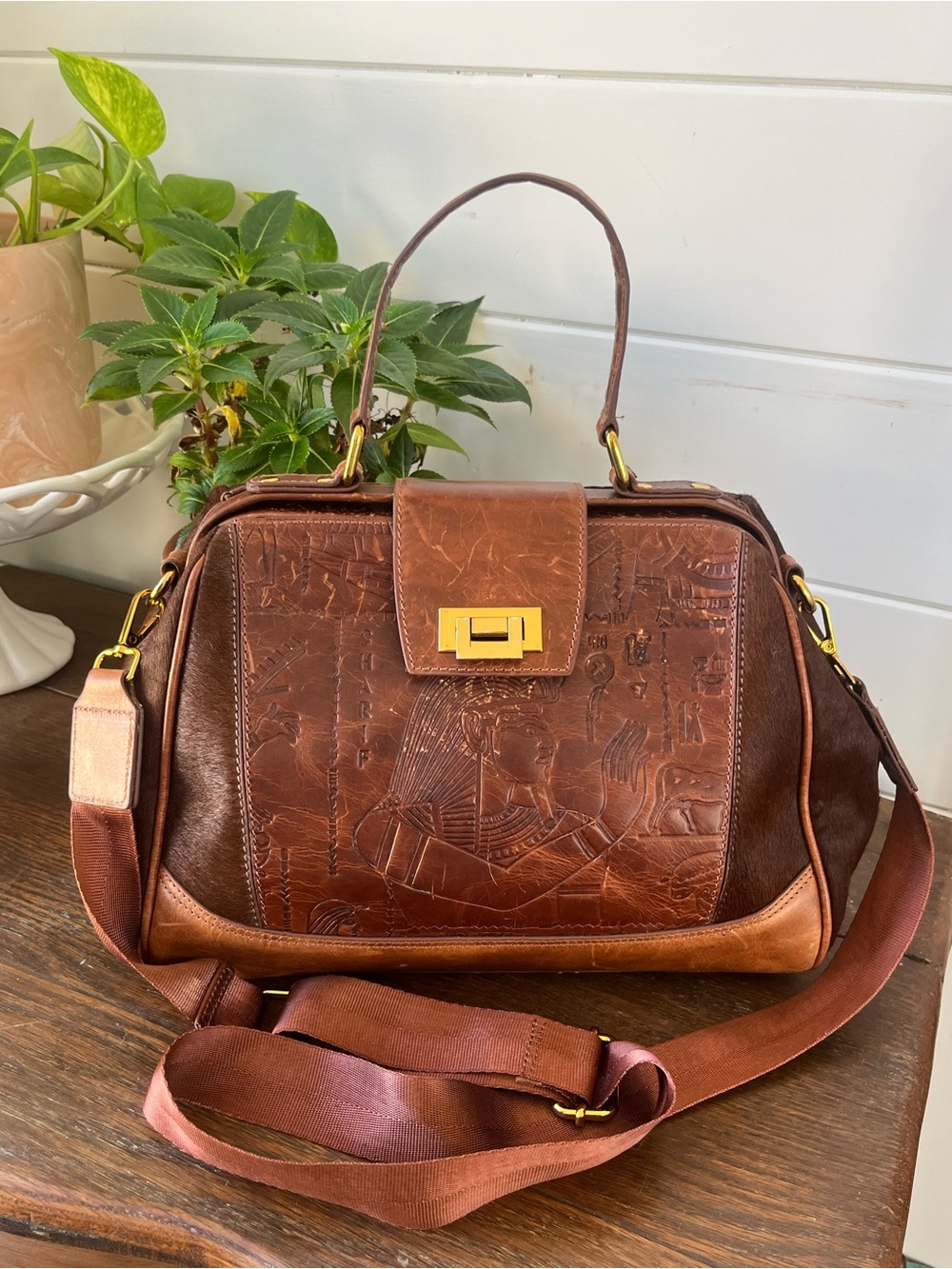 Sharif 1827 Egyptian hieroglyphic leather doctor bag